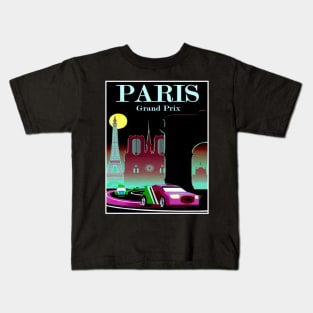 Paris Grand Prix : Abstract Automobile Racing Advertising Print Kids T-Shirt